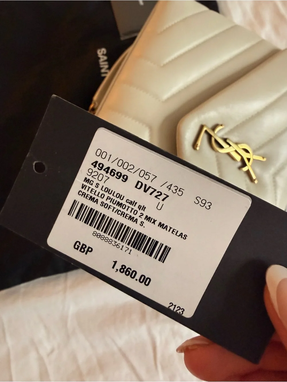 Authentic Saint Laurent Small Lou Lou Shoulder Bag in Cream